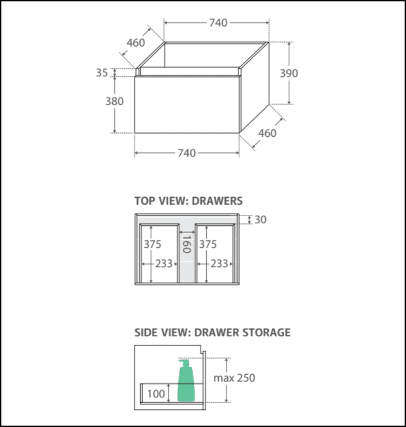 Fienza 750Mm Sc75H Crystal Pure Undermount Stone Top Manu Wall Hung Vanity Unit White - Special