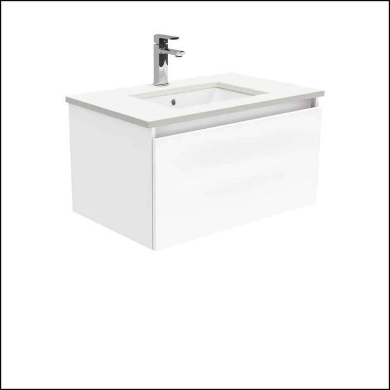 Fienza 750Mm Sc75H Crystal Pure Undermount Stone Top Manu Wall Hung Vanity Unit White - Special