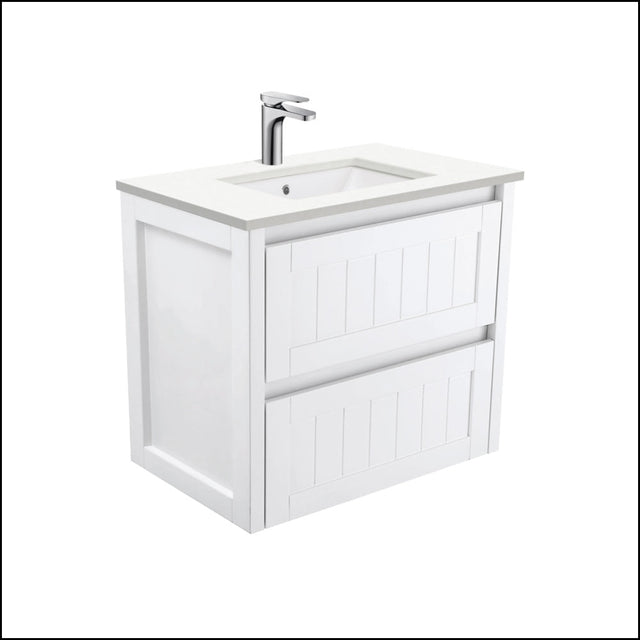 Fienza 750Mm Sc75T Crystal Pure Undermount Stone Top Hampton Wall Hung Vanity Unit White - Special