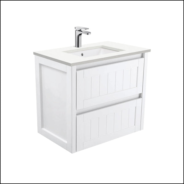 Fienza 750Mm Sc75T Crystal Pure Undermount Stone Top Hampton Wall Hung Vanity Unit White - Special