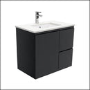 Fienza 750Mm Sc75Zbr Crystal Pure Undermount Stone Top Fingerpull Wall Hung Vanity Unit Right