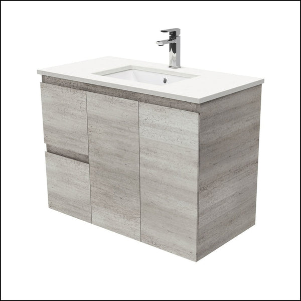 Fienza 900Mm Sc90Xl Crystal Pure Undermount Stone Top Edge Industrial Wall Hung Vanity Unit Left