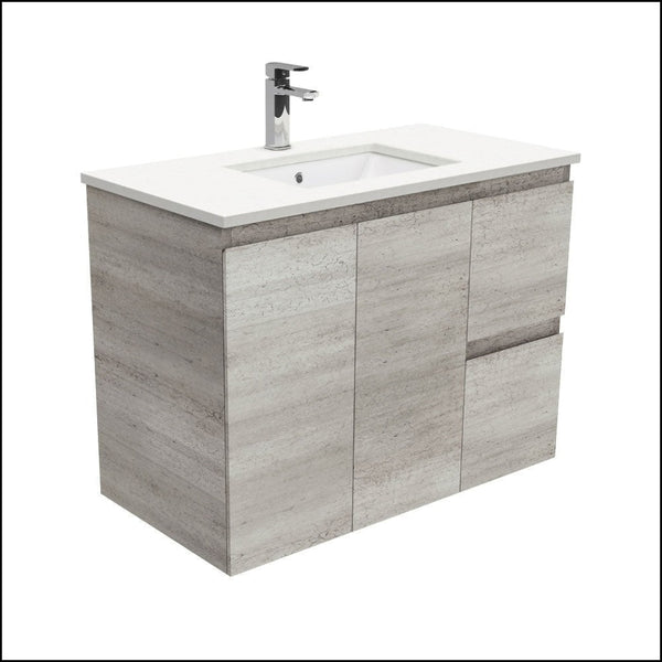 Fienza 900Mm Sc90Xr Crystal Pure Undermount Stone Top Edge Industrial Wall Hung Vanity Unit Right