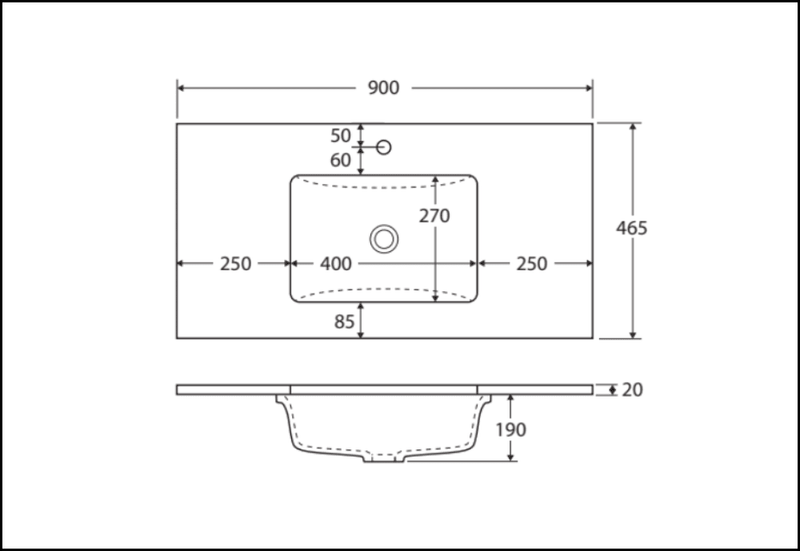 Fienza 900Mm Sc90Xr Crystal Pure Undermount Stone Top Edge Industrial Wall Hung Vanity Unit Right