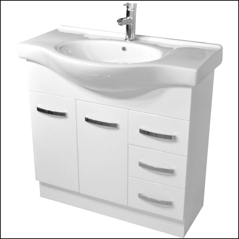 Fienza Antonio 90Ekwr 900Mm White Vanity Unit Solid Doors Right Draws - Special Order Units