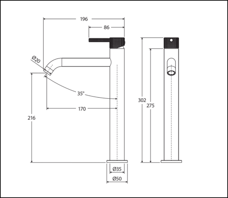 Fienza Axle 231107Gm Gun Metal Tall Basin Mixer Mixers