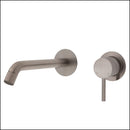 Fienza Axle Wall Basin/Bath Mixer Set Brushed Nickel Small Round Plates 160Mm Outlet 231104Bn