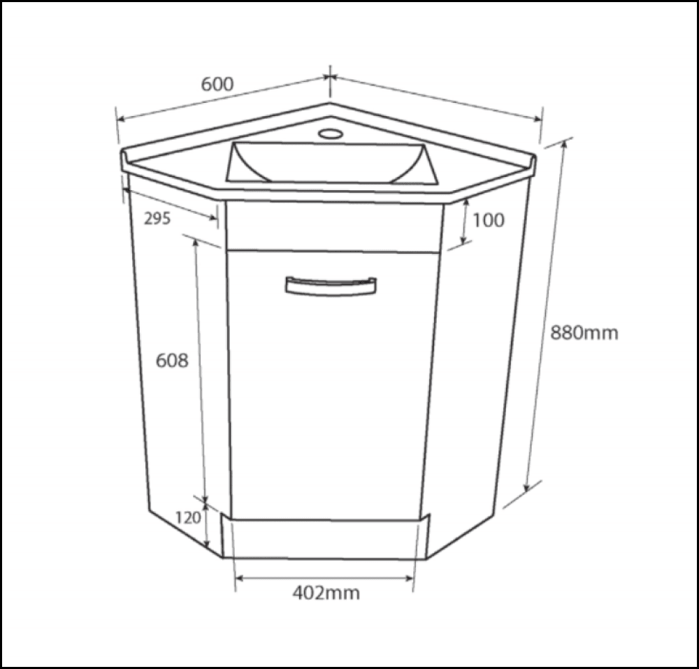 Fienza Corner 600 Pc6060 White Vanity Unit - Special Order Units