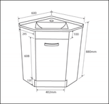 Fienza Corner 600 Pc6060 White Vanity Unit - Special Order Units