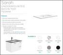 Fienza Crystal Pure 750Mm Sc75Zl Undermount Stone Top Wall Hung Vanity Unit Fingerpull Left Drawers