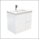 Fienza Crystal Pure 750Mm Sc75Zr Undermount Stone Top Wall Hung Vanity Unit Fingerpull Right Drawers