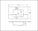 Fienza Crystal Pure 750Mm Sc75Zr Undermount Stone Top Wall Hung Vanity Unit Fingerpull Right Drawers