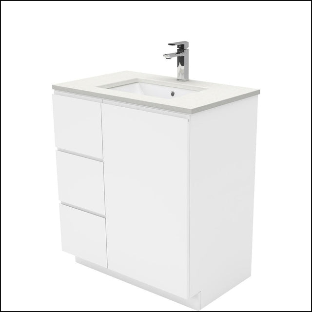 Fienza Crystal Pure Sc75Cl 750Mm Undermount Stone Top Fingerpull Vanity Unit With Kickboard Left
