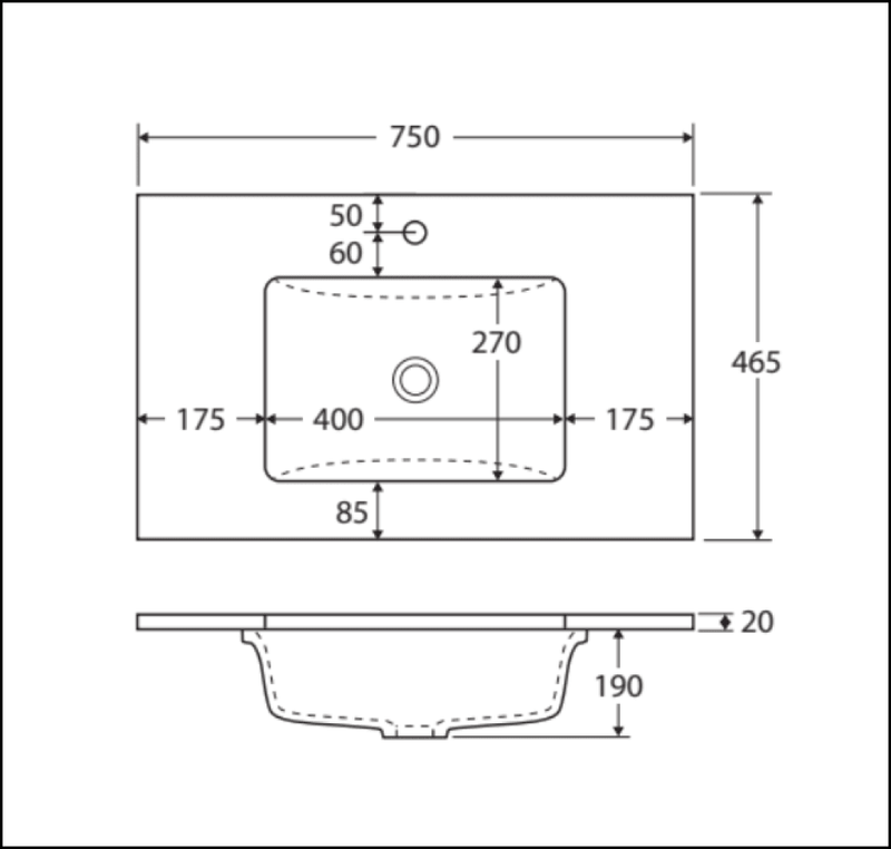 Fienza Crystal Pure Sc75Fr 750Mm Undermount Stone Top Fingerpull Wall Hung Vanity Unit Right Drawers