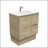 Fienza Crystal Pure Sc75Skr 750Mm Undermount Stone Top Vanity Unit Edge Scandi Oak Right Drawers