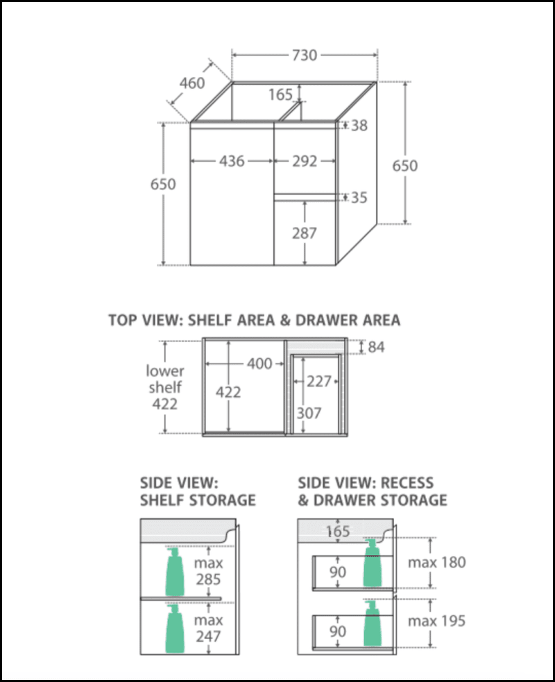 Fienza Crystal Pure Sc75Sr 750Mm Undermount Stone Top Edge Scandi Oak Wall Hung Vanity Unit Right