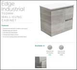 Fienza Crystal Pure Sc75Xl 750Mm Undermount Stone Top Edge Industrial Wall Hung Vanity Unit Left