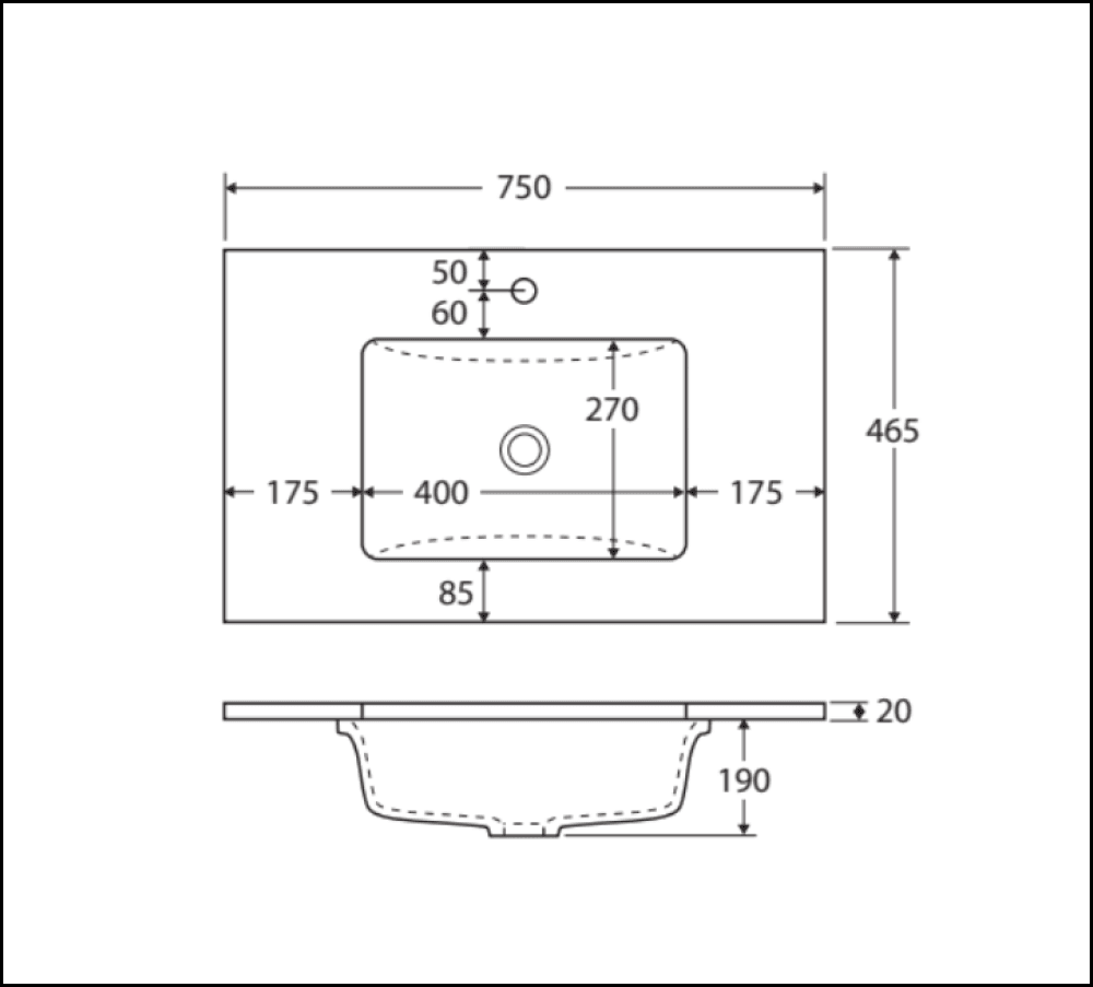 Fienza Crystal Pure Sc75Xl 750Mm Undermount Stone Top Edge Industrial Wall Hung Vanity Unit Left