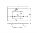 Fienza Crystal Pure Sc75Xl 750Mm Undermount Stone Top Edge Industrial Wall Hung Vanity Unit Left