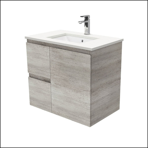 Fienza Crystal Pure Sc75Xl 750Mm Undermount Stone Top Edge Industrial Wall Hung Vanity Unit Left