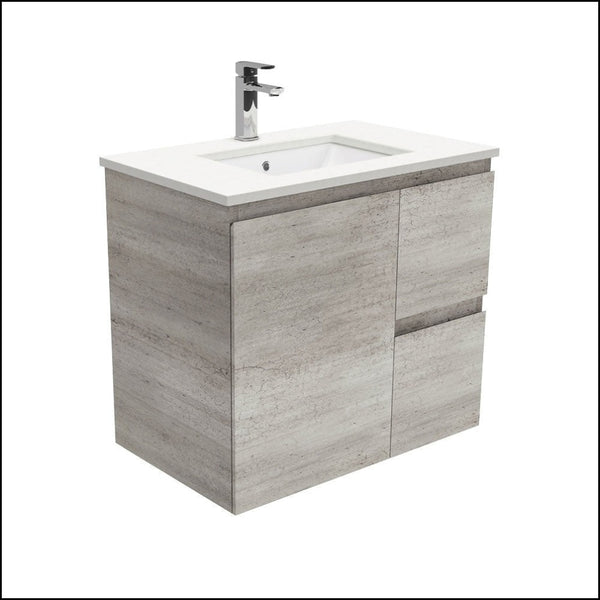 Fienza Crystal Pure Sc75Xr 750Mm Undermount Stone Top Edge Industrial Wall Hung Vanity Unit Right