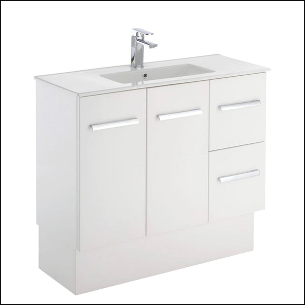 Fienza Delgado 90Dkr 900Mm White Vanity Unit With Kickboard Right Drawers - Special Order Units