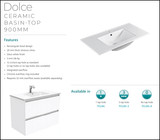 Fienza Dolce Black Tcl90Zbkr 900Mm Vanity With Kickboard Right Drawers - Special Order Units