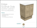 Fienza Dolce Edge Tcl60Sk 600Mm Scandi Oak Wall Hung Vanity With Kickboard- Special Order Units