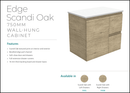 Fienza Dolce Edge Tcl75Sr Scandi Oak 750Mm Wall Hung Vanity Right Drawers - Special Order Units