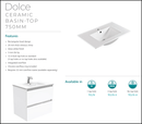 Fienza Dolce Edge Tcl75Xkr Industrial 750Mm Vanity With Kickboard Right Drawers - Special Order