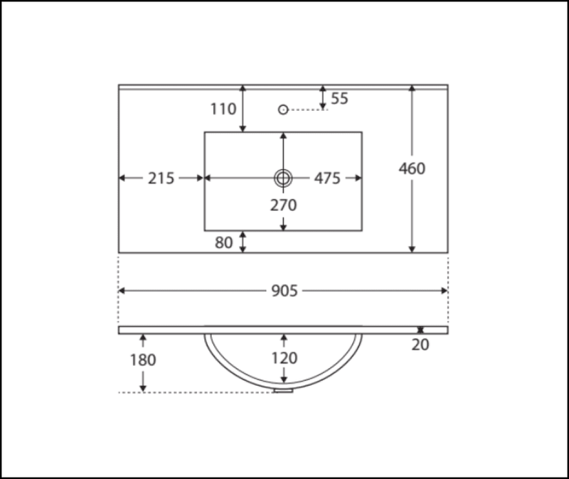 Fienza Dolce Edge Tcl90Xkl 900Mm Industrial Vanity With Kickboard Left Drawers - Special Order Units