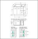 Fienza Dolce Edge Tcl90Xkl 900Mm Industrial Vanity With Kickboard Left Drawers - Special Order Units