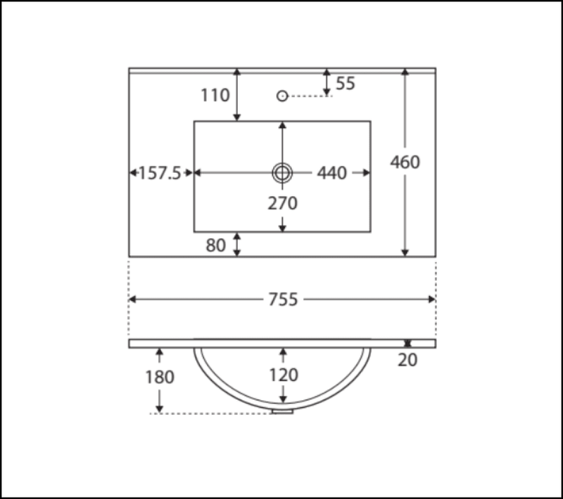 Fienza Dolce Hampton 750Mm Tcl75Tk White Vanity Unit On Kickboard - Special Order Units