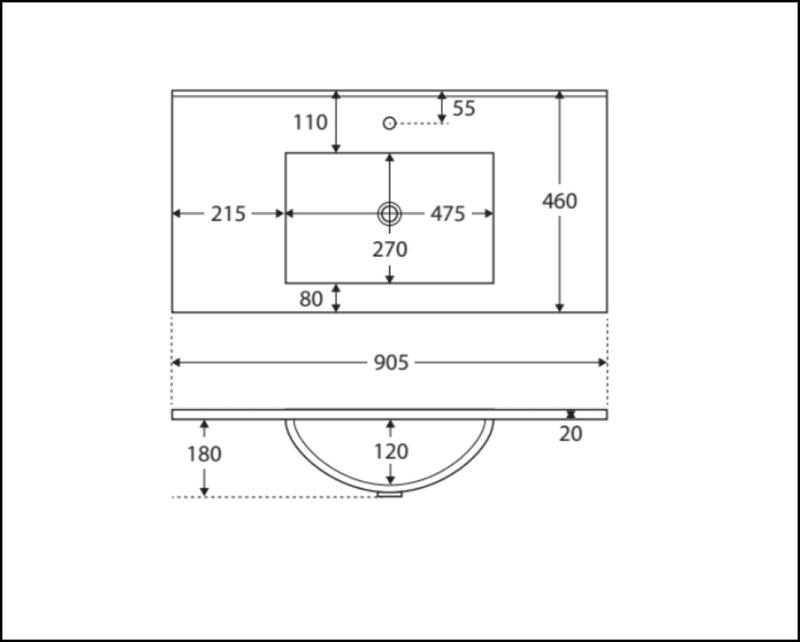 Fienza Dolce Manu Tcl90H 900Mm White Wall Hung Vanity Unit - Special Order Units