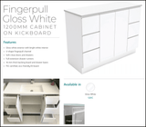 Fienza Dolce Tcl120C 1200Mm Fingerpull Vanity On Kickboard White - Special Order Units