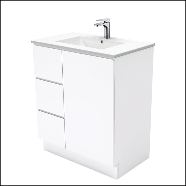 Fienza Dolce Tcl75Cl 750Mm White Fingerpull Vanity With Kickboard Left Hand Drawers - Special Order