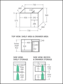 Fienza Dolce Tcl75Fr 750Mm White Fingerpull Wall Hung Vanity Right Hand Drawers - Special Order