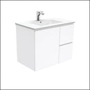 Fienza Dolce Tcl75Fr 750Mm White Fingerpull Wall Hung Vanity Right Hand Drawers - Special Order