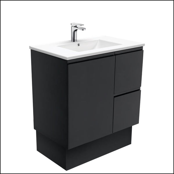 Fienza Dolce Tcl75Zbkr 750Mm Satin Black Vanity With Kickboard Right Drawers - Special Order Units