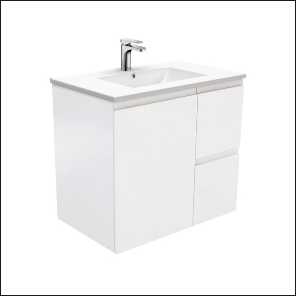 Fienza Dolce Tcl75Zr 750Mm Fingerpull Wall Hung Vanity Matte White With Right Drawers - Special