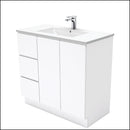 Fienza Dolce Tcl90Cl 900Mm Fingerpull White Vanity With Kickboard Left Drawers - Special Order Units