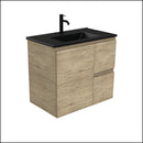 Fienza Dolce Tclb75Sr 750Mm Matte Black Scandi Oak Wall Hung Vanity Right Drawers - Special Order