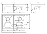 Fienza Double Bowl Kitchen Sink Carbon Metal 68403Cm - Special Order Top Mounted Sinks