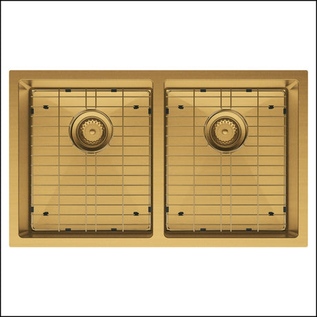 Fienza Double Bowl Kitchen Sink Rugged Brass 68403Rb - Special Order Top Mounted Sinks