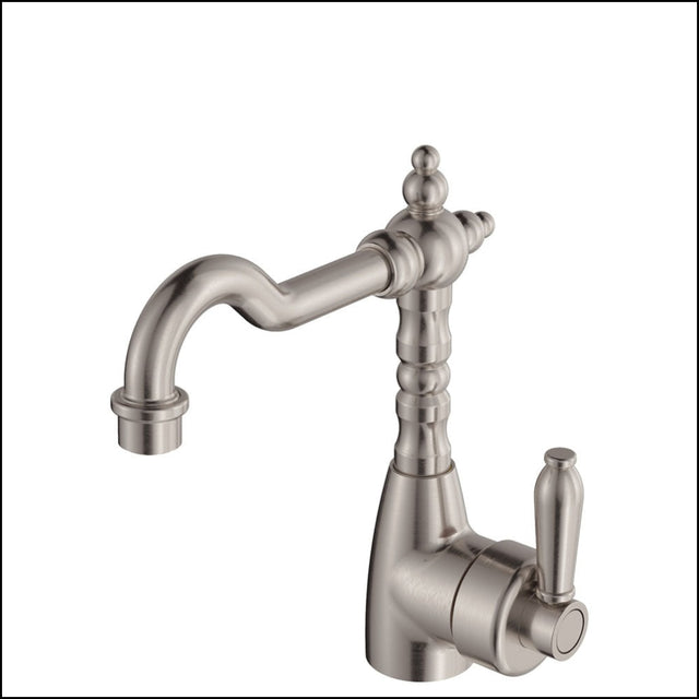 Fienza Eleanor 202103Nn Shepherds Crook Brushed Nickel Mixer With Handle Basin Mixers
