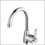 Fienza Eleanor 202104 Chrome Gooseneck Mixer With White Ceramic Handle Basin Mixers