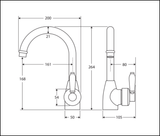 Fienza Eleanor 202104Cc Chrome Gooseneck Mixer With White Handle Basin Mixers