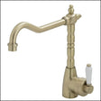 Fienza Eleanor 202105Bb Shepherds Crook Champagne Sink Mixer With White Ceramic Handle Kitchen Taps