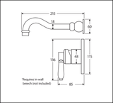 Fienza Eleanor Wall Basin/Bath Mixer Set Urban Brass / Ceramic 202106Ub Bathroom Mixers