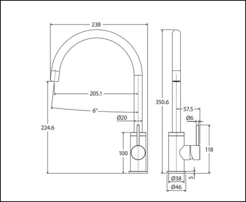 Fienza Kaya 228105Gm Gun Metal Mixer Tap Kitchen Taps